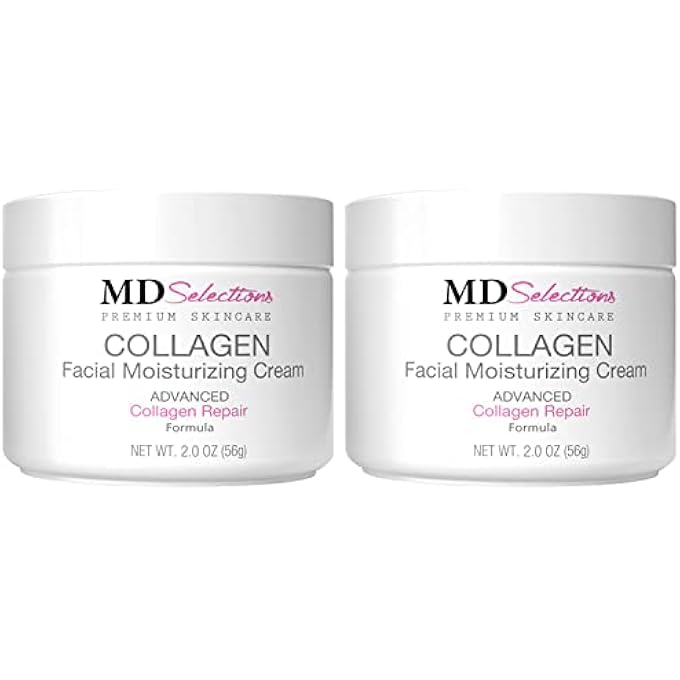 MD Selections COLLAGEN FACE MOISTURIZER PEPTIDE - ANTI-WRINKLE FACIAL MOISTURIZER FOR FACE - NIACINAMIDE, DEEPLY HYDRATING PEPTIDE COMPLEX CREAM, FACIAL SKIN CARE PRODUCTS FOR DRY - 2OZ (PACK OF 2) - Image 1
